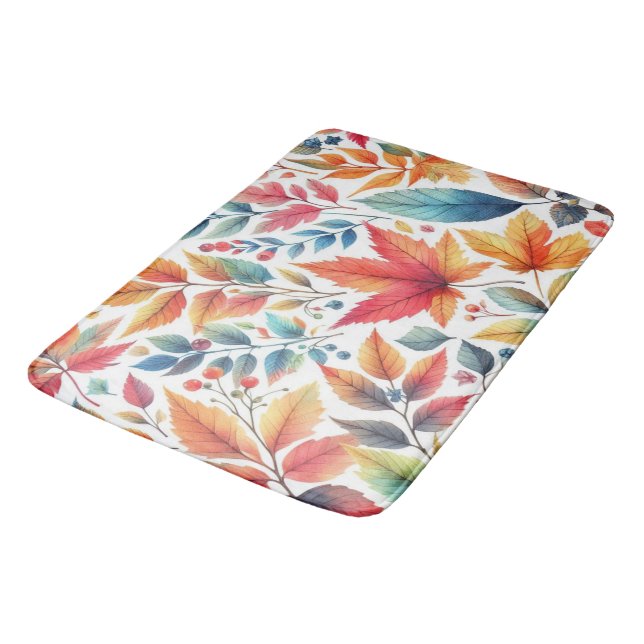 Fall Season Pattern Autumn Leaves  Bath Mat (Angled)