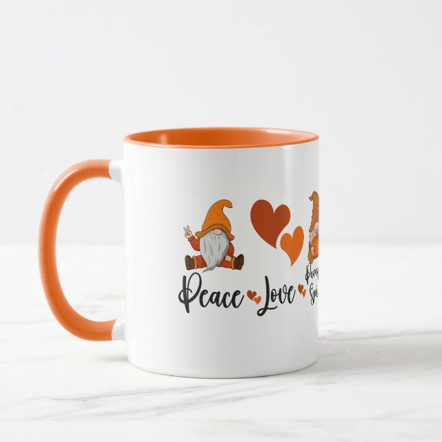 Fall Season ‘Peace Love and Pumpkin Spice’ Gnomes Mug (Left)