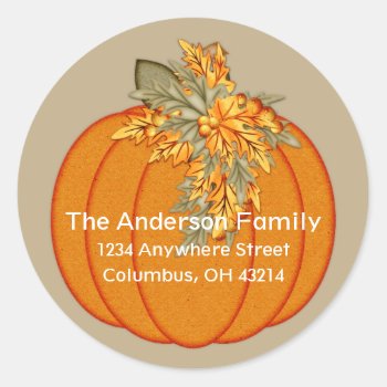 Fall Season Pumpkin Design 1 Address Stickers by mrssocolov2 at Zazzle