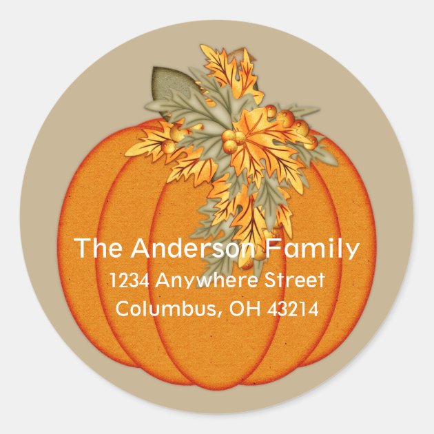 Fall Season Pumpkin Design 1 Address Stickers