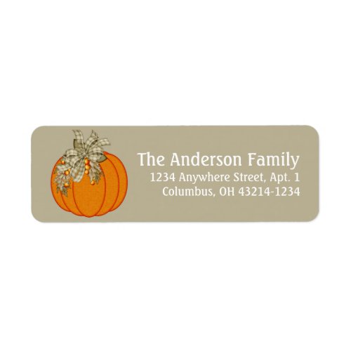 Fall Season Pumpkin Design 2 Return Address Labels