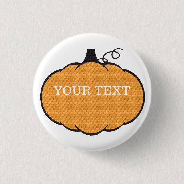 Fall Season Pumpkin Drawing Custom Text  Button (Front)
