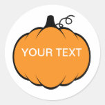 Fall Season Pumpkin Drawing Custom Text  Classic Round Sticker