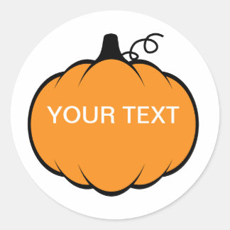 Fall Season Pumpkin Drawing Custom Text Classic Round Sticker