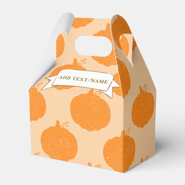 Fall Season Pumpkin Drawing Custom Text  Favor Boxes (Front Side)