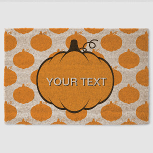 Fall Season Pumpkin Drawing Custom Text Fiber Doormat