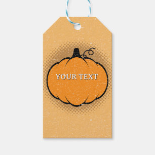 Fall Season Pumpkin Drawing Custom Text Gift Tags