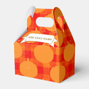Fall Season Pumpkin Drawing Custom Text Plaid Favor Boxes