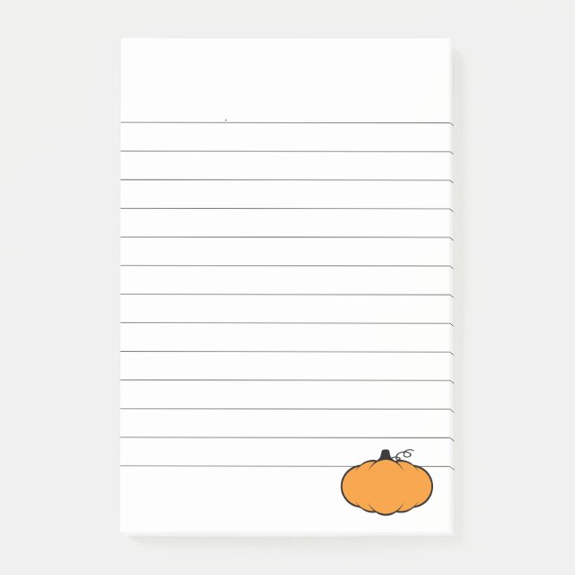 Fall Season Pumpkin Drawing Lined Post-it Notes (Front)