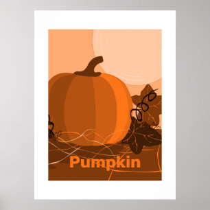 Fall Season Pumpkin in Warm Orange Shades Kitchen Poster