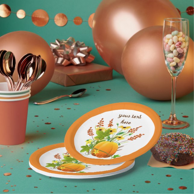 Fall Season Pumpkin Party Paper Plates (Multi)
