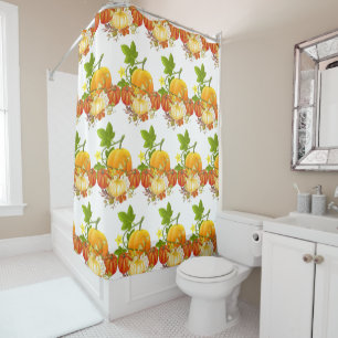 Fall Season Pumpkin Pattern  Shower Curtain