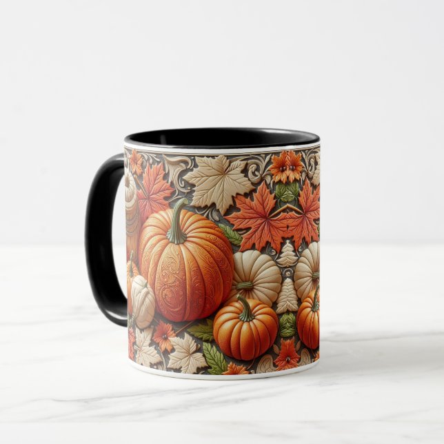  Fall Season Pumpkins Ceramic Coffee Mug (Front Left)