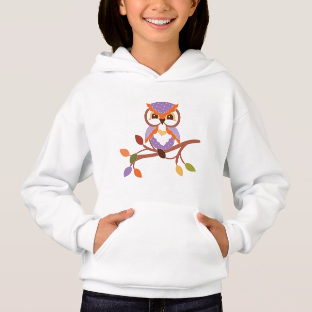 Fall Seasonal owl girls hoodie (Front)