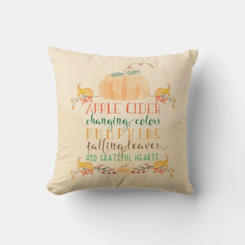 Fall Seasonal Watercolor Throw Pillow
