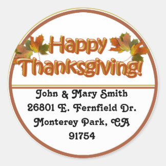Fall Seasons Best Happy Thanksgiving Text Classic Round Sticker