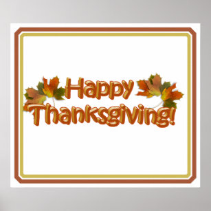 Fall Seasons Best Happy Thanksgiving Text Poster