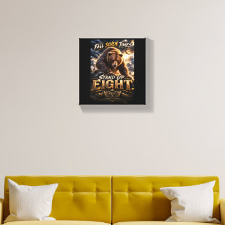Fall Seven Times Stand Up Eight Grizzly Bear Resil Canvas Photo Tile