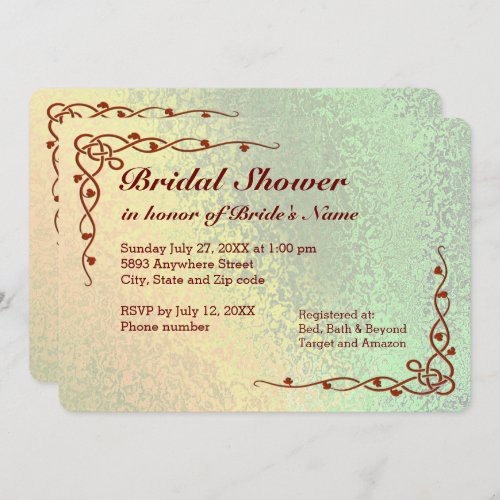 Fall Shades Green Yellow Bridal Shower Invitation