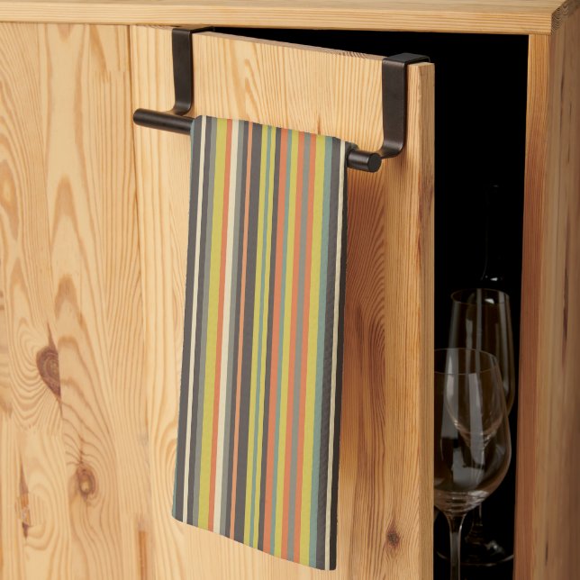 Fall Shades Striped  Kitchen Towel (Thirds Fold)