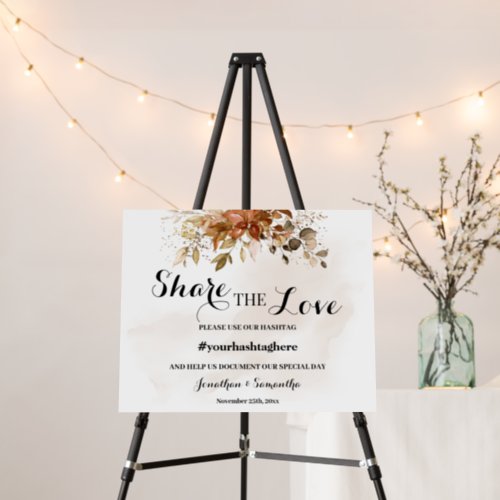 Fall Share the Love Hashtag Wedding Bridal Autumn Foam Board