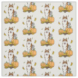 Fall Siberian Husky (red) Pumpkins Leaves Cute Fabric