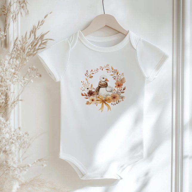 Fall Silly Goose Rustic Wreath Bow Baby shower Bodysuit (Creator Uploaded)