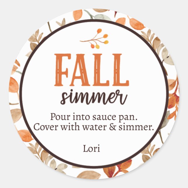 Fall Simmer Classic Round Sticker (Front)