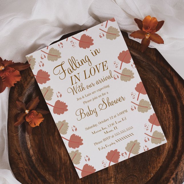 Fall Simple Nuetral Leaves Baby Shower Invitation (Creator Uploaded)