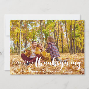 Fall Simple Typography thanksgiving family photo Holiday Card