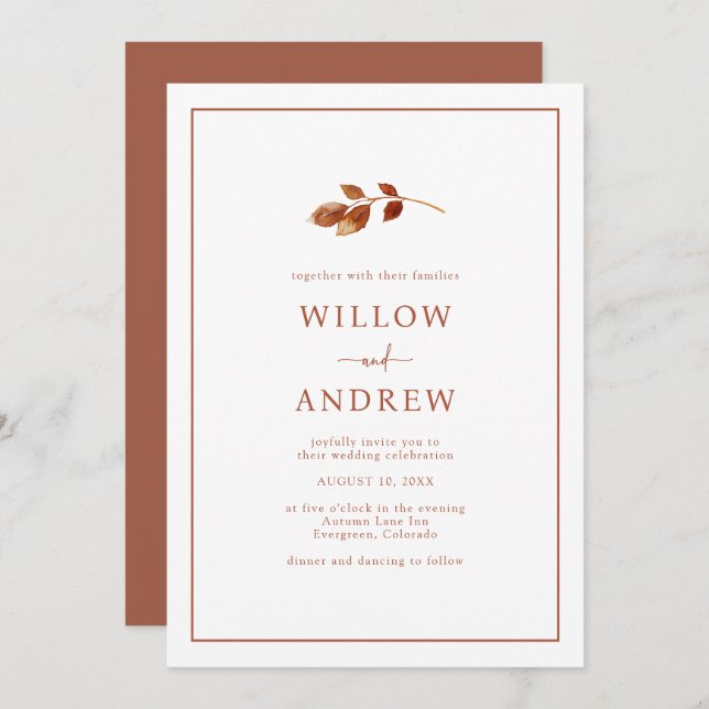 Fall Simple Wedding Invitation (Front/Back)