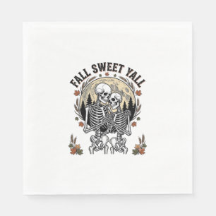 Fall Skeleton Couple Vintage Engraving Autumn Shir Napkins