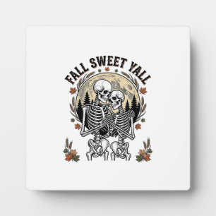 Fall Skeleton Couple Vintage Engraving Autumn Shir Plaque