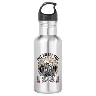 Fall Skeleton Couple Vintage Engraving Autumn Shir Stainless Steel Water Bottle