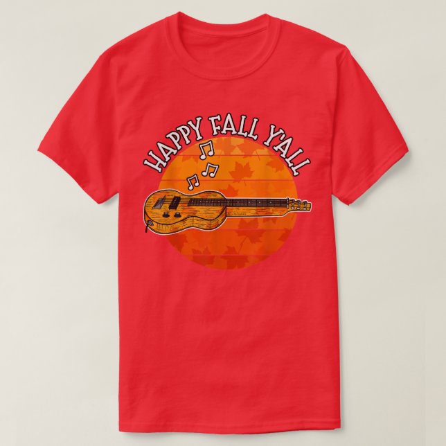 Fall Slide Guitar, Happy Fall Y'all Guitarist, Mus T-Shirt (Design Front)