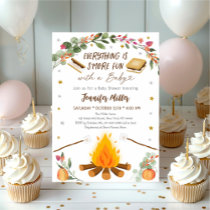 Fall S'mores Campfire Pumpkin Baby Shower Invitation