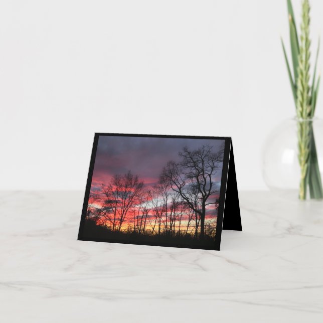 Fall, solstice, sunset, colorful, greeting card (Front)