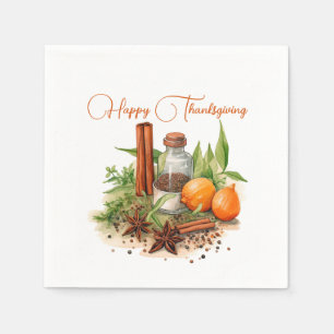 Fall Spices Design, Happy Thanksgiving Napkins