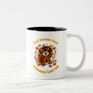 Fall Squirrel, Autumn Leaves Two-Tone Coffee Mug