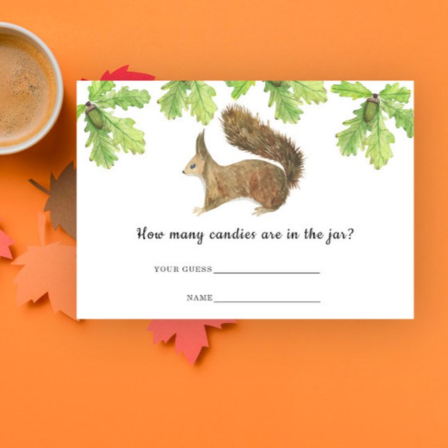 Fall Squirrel How many candies baby shower game Enclosure Card (Creator Uploaded)
