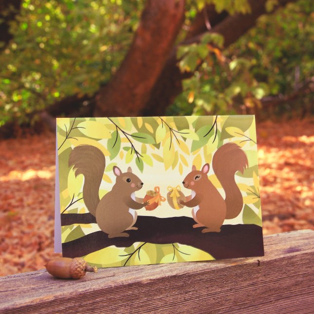Fall Squirrels Yellow Tree Card (Creator Uploaded)