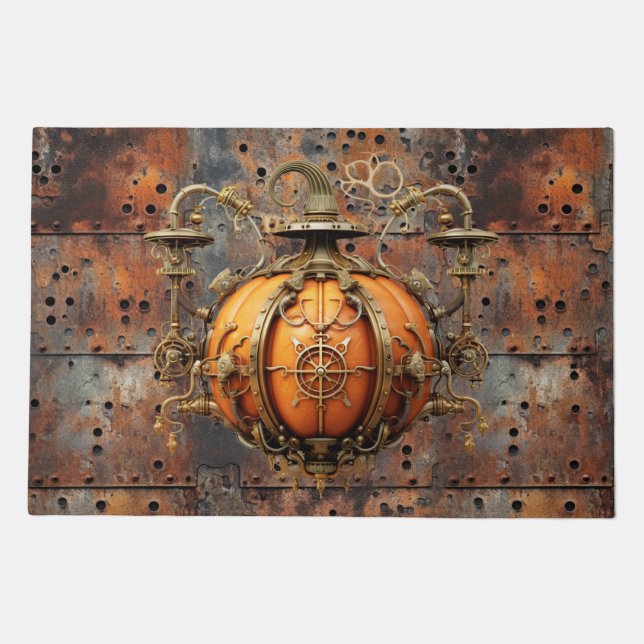 Fall Steampunk Pumpkin Doormat (Front)