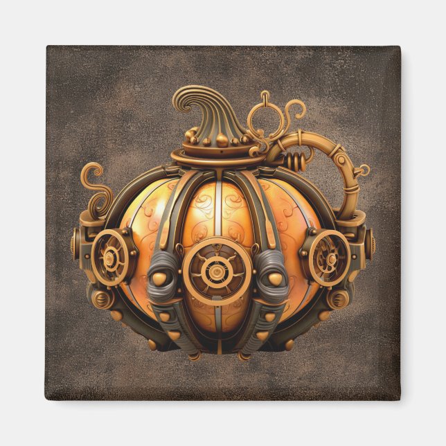 Fall Steampunk Pumpkin Magnet (Front)