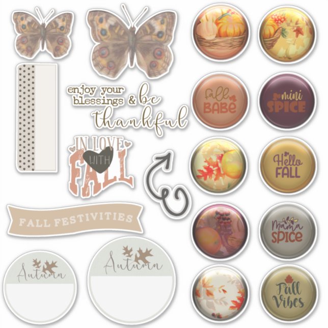 Fall Stickers | Seasonal Scrapbook Stickers Autumn (Front)