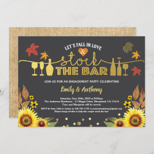 Fall stock the bar chalkboard sunflower gold invitation