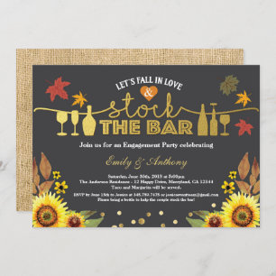 Fall stock the bar engagement party sunflower invitation