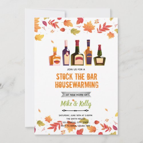 Fall stock the bar housewarming invitation