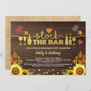 Fall stock the bar sunflower burap wood invitation