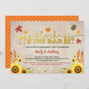 Fall stock the bar sunflower vintage housewarming invitation