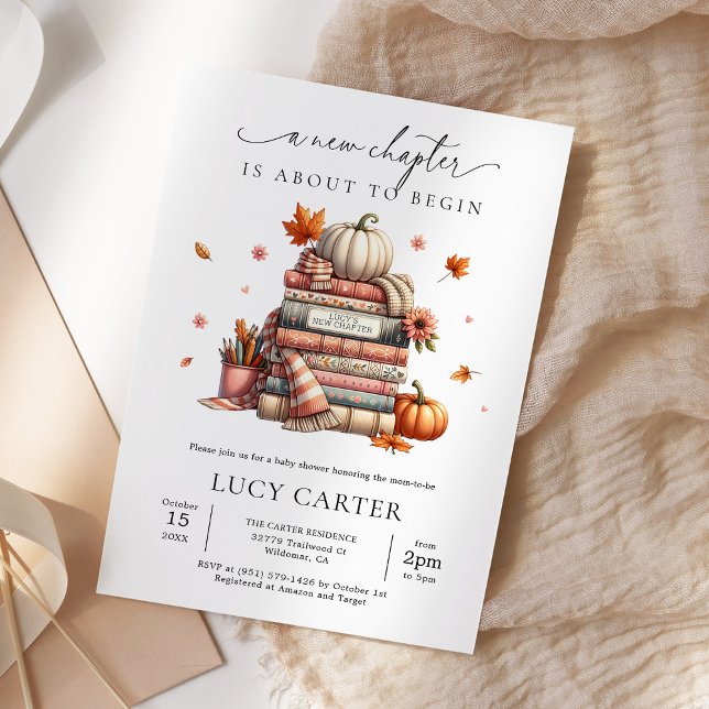 Fall Storybook Book New Chapter Baby Shower Invitation (Creator Uploaded)